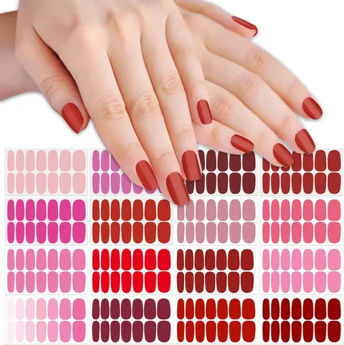 Miniatura 7 de 224 unidades de envolturas de uñas de color oscuro para mujer, tiras de esmalte de uñas autoadhesivas, tiras de uñas de gel, calcomanías de manicura
