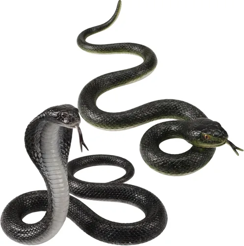 Miniatura 7 de AceOrbit 2 serpientes de goma realistas de 24/26 pulgadas, serpientes de jardín grandes para mantener alejados a los pájaros, ardillas, juguetes
