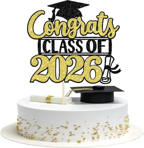 Miniatura 13 de Rsstarxi 1 paquete de 2026 con tapa de graduación 2026, decoración de pastel de felicitaciones graduadas para decoración de fiesta de graduación