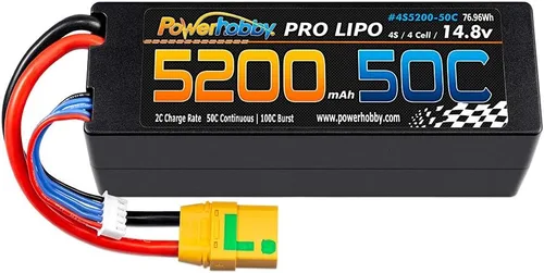 Miniatura 5 de Powerhobby 4S 14.8V 5200mAh 50C-100C Lipo - Carcasa rígida para batería de 4 celdas con enchufe XT90 (paquete de 2) se adapta a: Arrma Kraton Typhon