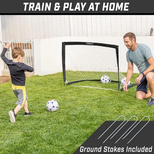 Miniatura 2 de GoSports - Arcos de fútbol portátiles para niños, 13 opciones de color, elige 4 x 3 pies o 6 x 4 pies, redes desplegables de tono