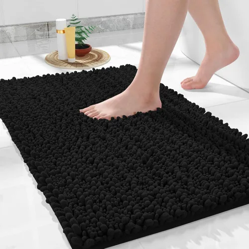 Miniatura 87 de Yimobra Alfombras de Baño Antideslizantes Lavables - Alfombra de Baño de Chenilla Ultra Suave Absorbente, Alfombra Peluda de Secado Rápido para Negro