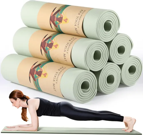 Miniatura 11 de Timgle 6 alfombrillas de yoga de 0.394 in de grosor a granel, 68 x 24 pulgadas, tapete de ejercicio antideslizante resistente al desgarro