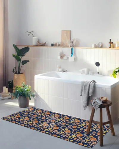 Miniatura 5 de Tapete de baño multicolor con hongos para bañera, tapete antideslizante de secado rápido y absorbente, de tierra de diatomeas, para fregadero