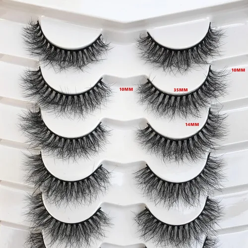 Miniatura 615 de Pooplunch - Pestañas postizas finas de visón sintético, estilo ojo de gato, naturales, cruzadas, tipo racimo, efecto 8D de volumen, tiras