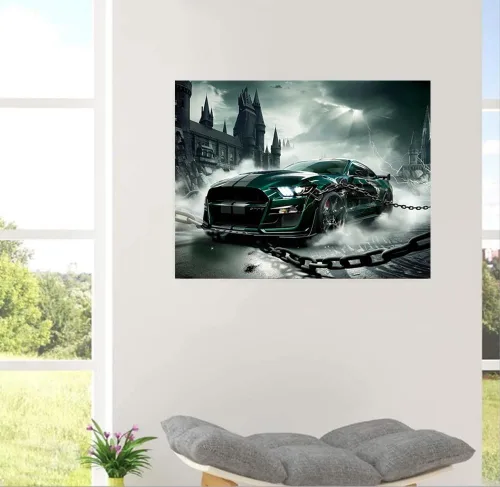 Miniatura 4 de MaiYiYi - Kit de pintura de diamantes de carreras del infierno, taladro redondo completo 5D, pintura de diamantes para automóvil deportivo, pintura