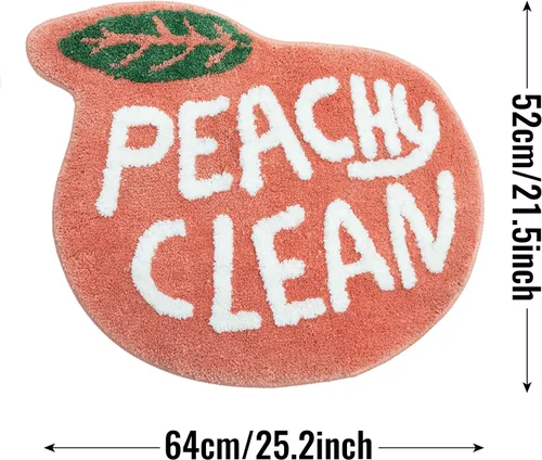 Miniatura 2 de Alfombra de baño de durazno melocotón, alfombra de baño de frutas de durazno para sala de estar y dormitorio, alfombra antideslizante lavable