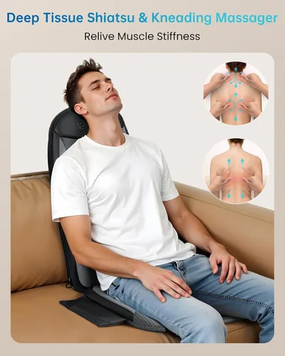 Miniatura 2 de COMFIER Shiatsu - Masajeador de espalda con calor, almohadilla para silla de masaje para aliviar la espalda, cojín de asiento con calefacción