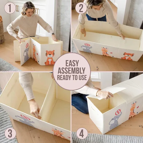 Miniatura 7 de Zebra Baby Organizador de almacenamiento de juguetes para niños y niños pequeños, 40 x 13.5 x 16.5 pulgadas, baúl plegable grande para juguetes
