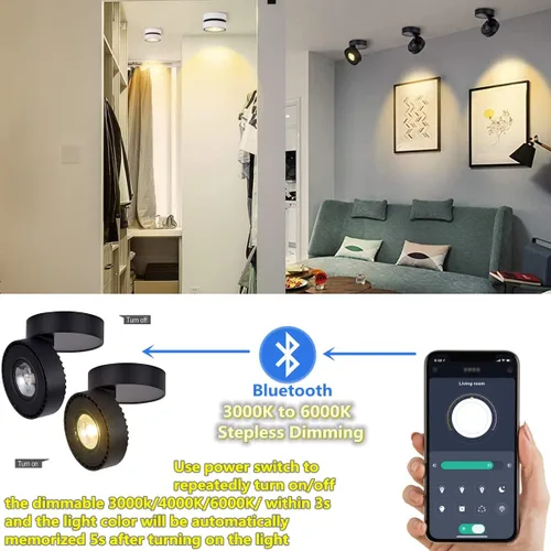 Miniatura 2 de Foco de techo LED regulable – 360° ajustable en superficie de atenuación de 12 W COB iluminación de techo interior Downlight de pared de aluminio