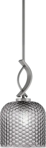 Miniatura 149 de Toltec Lighting Cavella Stem Colgado Mini colgante, acabado grafito, vidrio de muselina blanca de 4 pulgadas