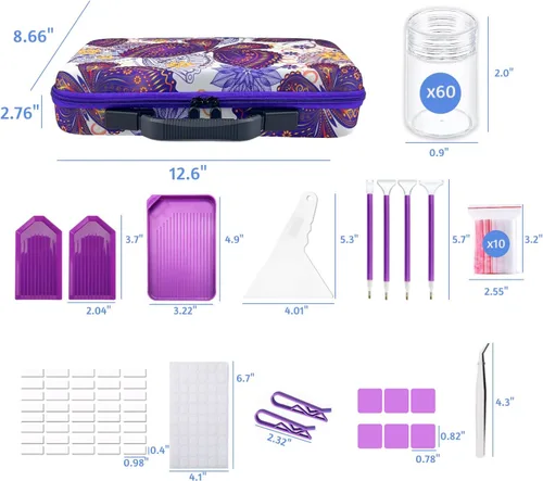 Miniatura 5 de Contenedores de almacenamiento para pintura con diamantes, Caja de almacenamiento de 60 ranuras para accesorios y herramientas de arte con diamantes