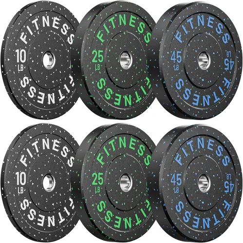 Miniatura 39 de Papababe Placas de peso, juego de placas de pesas de 2 pulgadas, placas de peso de goma protectoras para el suelo, placas de parachoques de 10 a 600