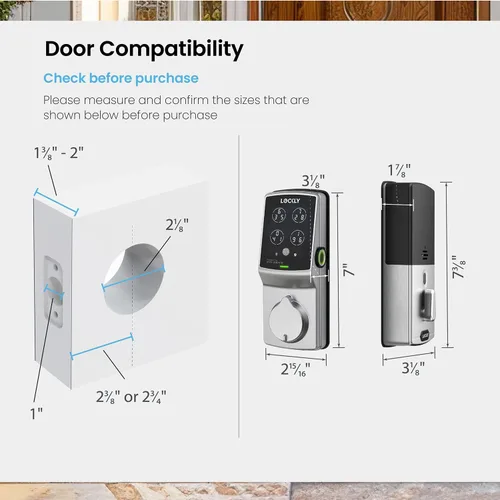 Miniatura 8 de Lockly Secure Pro Smart Deadbolt, cerradura inteligente Wi-Fi, entrada sin llave con teclado PIN Genie®, huella dactilar biométrica 3D, bloqueo