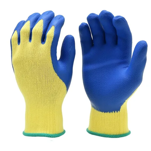 Guantes anticortes 100 % de Kevlar resistentes recubiertos de látex texturizado marca G&F, de color azul, 1 par