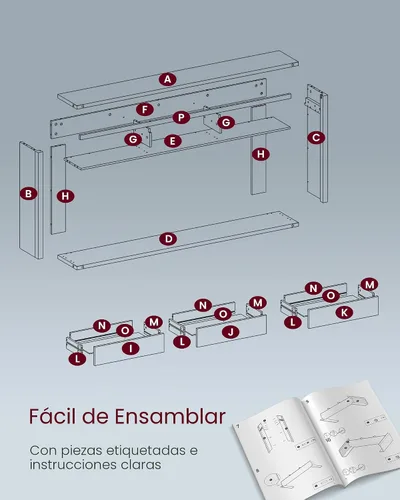 Miniatura 7 de VASAGLE Mesa Consola para Sofá, Mesa de Entrada Estrecha de 63 Pulgadas con 3 Cajones, Estante Inferior, Esquinas de Metal, para Sala de Estar