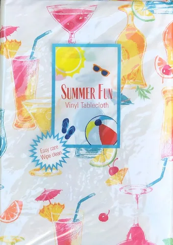 Miniatura 4 de Elrene Home Fashions - Mantel trasero de franela de vinilo para cócteles tropicales coloridos y con frutas tropicales (cuadrado de 52 x 52 pulgadas)