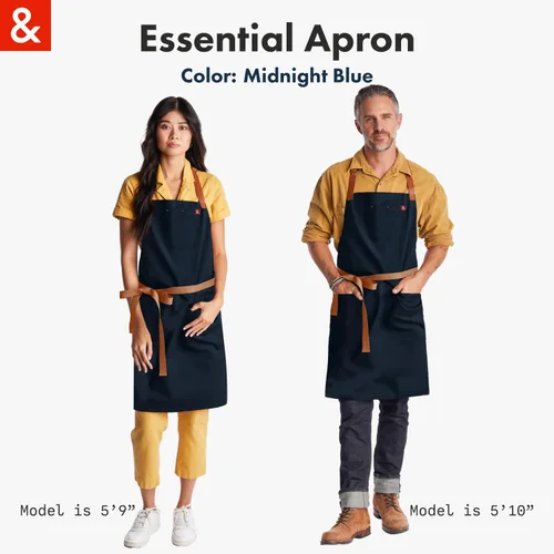 Miniatura 6 de Hedley & Bennett Delantal Esencial – Delantal de Chef con Babero Ajustable y 3 Bolsillos & Anillo para Toalla – Lona de Algodón de 12oz – Azul Azul