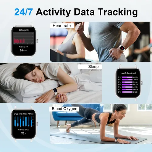 Miniatura 3 de Reloj inteligente para mujeres y hombres, reloj inteligente con pantalla táctil HD de 1.83 pulgadas con llamadas Bluetooth, hacer llamadas, Blanco