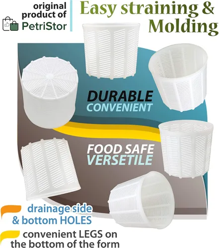 Miniatura 6 de PetriStor Molde de queso suave para hacer queso de 1.85 cuartos de galón, molde para hacer queso, molde en forma de queso crema, suministros caseros