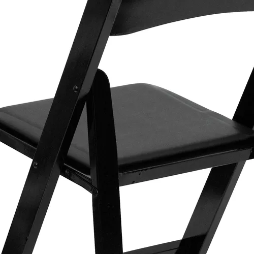 Miniatura 9 de BizChair Paquete de 2 sillas plegables de madera negra con asiento acolchado de vinilo