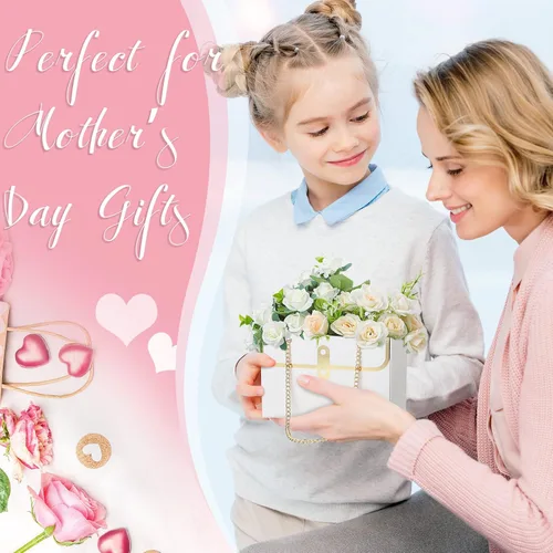 Miniatura 6 de Lincia 24 bolsas de papel de flores para ramos de flores de boda, cajas con asa de cadena, cajas rectangulares para mujeres, bodas, despedidas