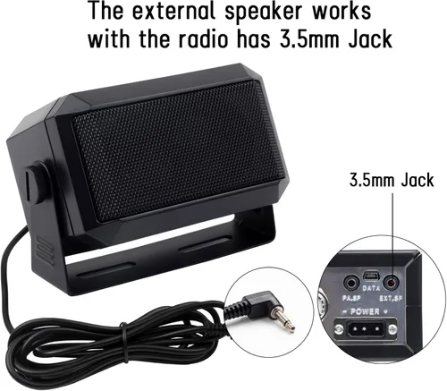 Miniatura 5 de Altavoz rectangular de comunicaciones externas para radioaficionado o CB y escáneres, 5 vatios, color negro