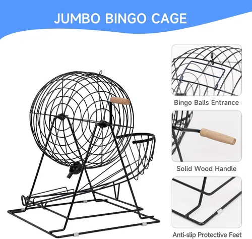 Miniatura 4 de GSE Games & Sports Expert Juego de bingo profesional con jaula jumbo, bolas de bingo de 1.5 pulgadas, tablero maestro. Ideal para grupos grandes