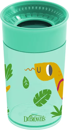Miniatura 22 de Dr. Brown's Milestones Cheers 360 - Vaso de transición sin boquilla, apto para viajes y sin fugas, para bebés y niños pequeños, animales azul/verde
