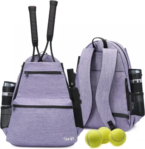Miniatura 10 de Sucipi Bolsa de Tenis Profesional Mochila de Tenis para Hombres y Mujeres Bolsas de Raqueta con Capacidad para 2 Raquetas con Compartimento