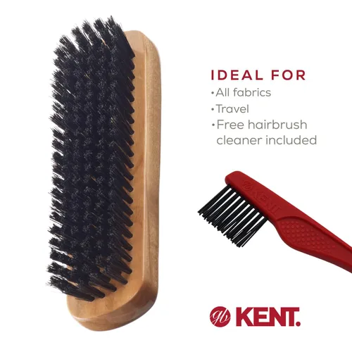 Miniatura 2 de Kent CC2 Finest - Cepillo para ropa de madera de cerezo con cerdas de jabalí negro, 100% hecho a mano y removedor de pelusa de tamaño de viaje
