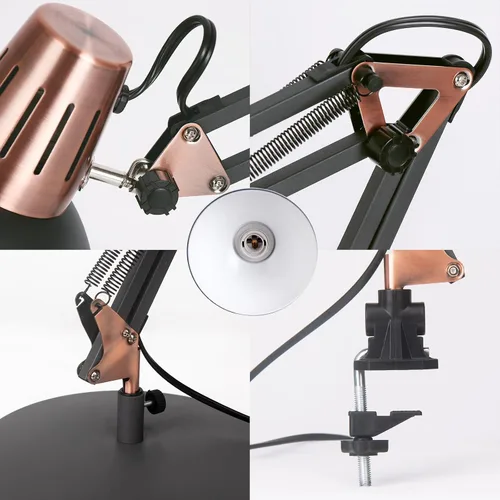 Miniatura 4 de Lámpara de pie LED FIRVRE, lámpara de pie giratoria vintage de metal, 3 modos de uso - lámpara de pie, lámpara de mesa y lámpara de clip, lámpara