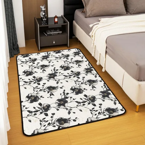 Miniatura 4 de jejeloiu Groovy Flower Area Rug 3x5 Retro Floral Boho Living Room Rugs for Bedroom 70S Hippie Groovy Flowers Bohemian Decor Carpet Psychedelic Beige