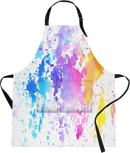 Miniatura 17 de Britimes Delantal de cocina para el hogar, cocina, horneado, jardinería, para mujeres y hombres, con bolsillos, beige, abstracto, textura
