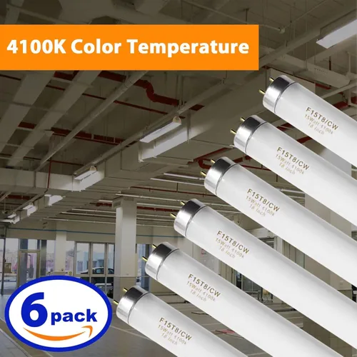 Miniatura 5 de Konideke Bombilla fluorescente F15T8/CW T8 de 15 W de 18 pulgadas, color blanco frío, bombilla de repuesto F15T8/SP41 para garaje, oficina, cocina