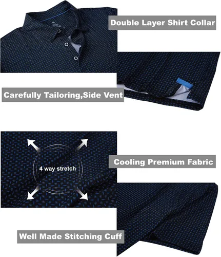 Miniatura 5 de Camisas de golf para hombre, secado rápido, manga corta, estampado de manga corta, que absorbe la humedad