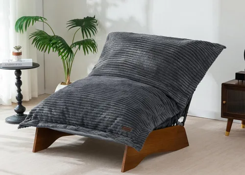 Miniatura 17 de MAXYOYO Silla ajustable para sala de estar, puf convertible y sillón reclinable con marco, cojín extraíble, tela de burbujas, suave tapizado