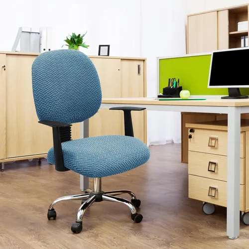 Miniatura 9 de MIFXIN - Fundas elásticas para silla de oficina de computadora, 2 piezas, tejidas, universales, protector de asiento para silla de computadora