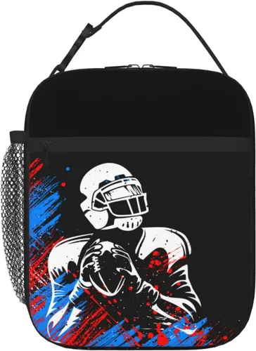 Miniatura 18 de Lonchera Deportiva con Estampado de Fútbol, Bolsa de Almuerzo Aislada Azul para Niños, Adolescentes, Niños y Niñas, Bolsa de Almuerzo Reutilizable