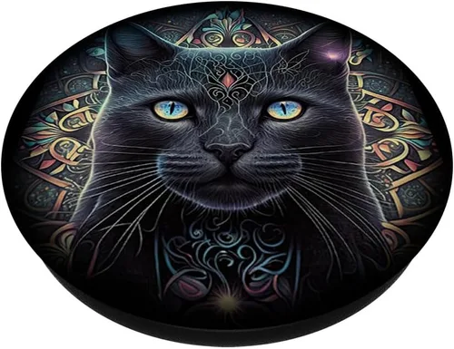 Miniatura 2 de Cat Lover Mandala Design Tribal Artwork Cat PopSockets Adhesive PopGrip