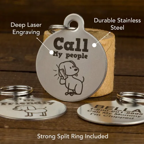 Miniatura 4 de If It Barks - Etiquetas de identificación de mascotas grabadas para perros - Etiquetas de identificación personalizadas de acero inoxidable - Estoy