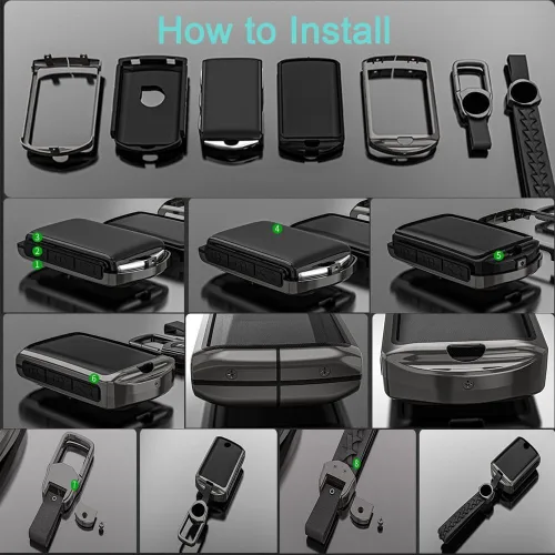 Miniatura 7 de Funda de llavero de aleación de metal, compatible con Volvo 4 botones C30 S60 S80 S90 XC40 XC60 XC70 XC90 V90 llavero, funda de TPU azul, Goma
