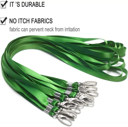 Miniatura 4 de 50 Piezas Cordones Verdes Cordón para Insignias de Identificación Cordón de Nailon a Granel Clip Gancho Giratorio para Insignias de Identificación
