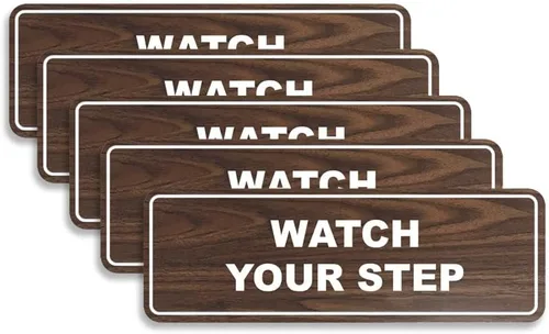 Miniatura 30 de Signs ByLITA Letrero estándar para pared o puerta con texto en inglés «Watch Your Step», señalización de salud y seguridad (negro), mediano