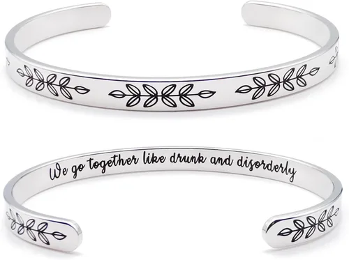 Miniatura 42 de Dczosily Pulseras inspiradoras para mujer, de acero inoxidable, pulseras motivacionales, regalos personalizados para mejores amigas