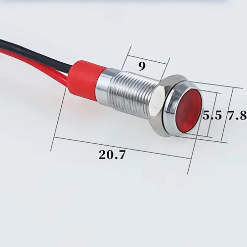 Miniatura 6 de Luz indicadora LED metálica de 6 mm, pequeña, 12 V, impermeable, lámpara de señal de 24 voltios, luces de salpicadero, precableada, eléctrica