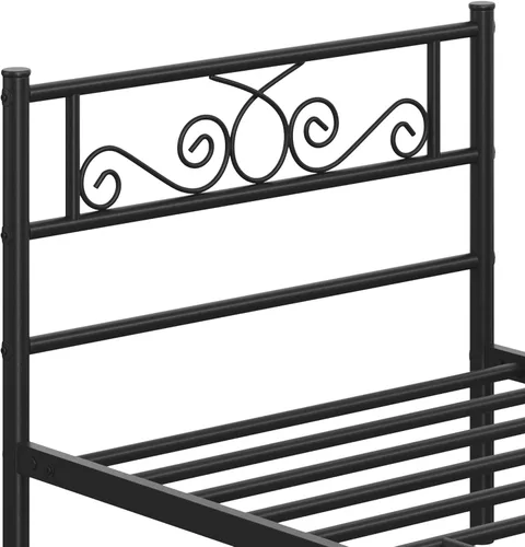 Miniatura 7 de Topeakmart Base de cama de metal clásico negro de 13 pulgadas con cabecero, base de colchón, plataforma de cama, base de cama con listones