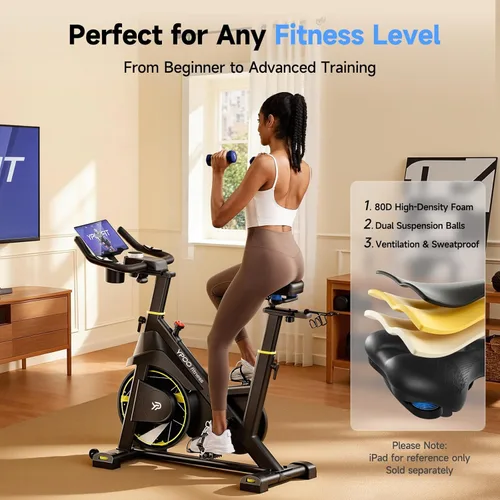 Miniatura 7 de YPOO Bicicleta estática, resistencia magnética ajustable, bicicletas estacionarias para cardio en casa con aplicación exclusiva, bicicleta de Pro