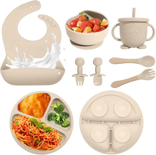 Miniatura 15 de Suministros de destete dirigido por el bebé, juego de alimentación de silicona de 17 piezas sin BPA, utensilios esenciales para comer para bebés