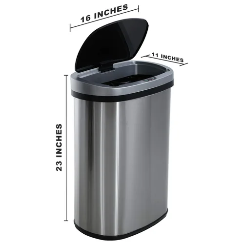 Miniatura 7 de HCY Basurero de cocina automático de 13 galones de acero inoxidable con tapa, inteligente para cocina, oficina, sala de estar, baño (plateado)